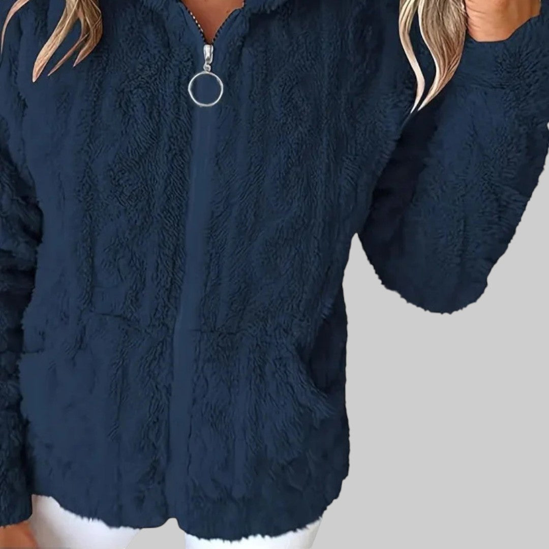 ANETA | KAPUZENPULLOVER MIT REISSVERSCHLUSS UND LANGEN ÄRMELN