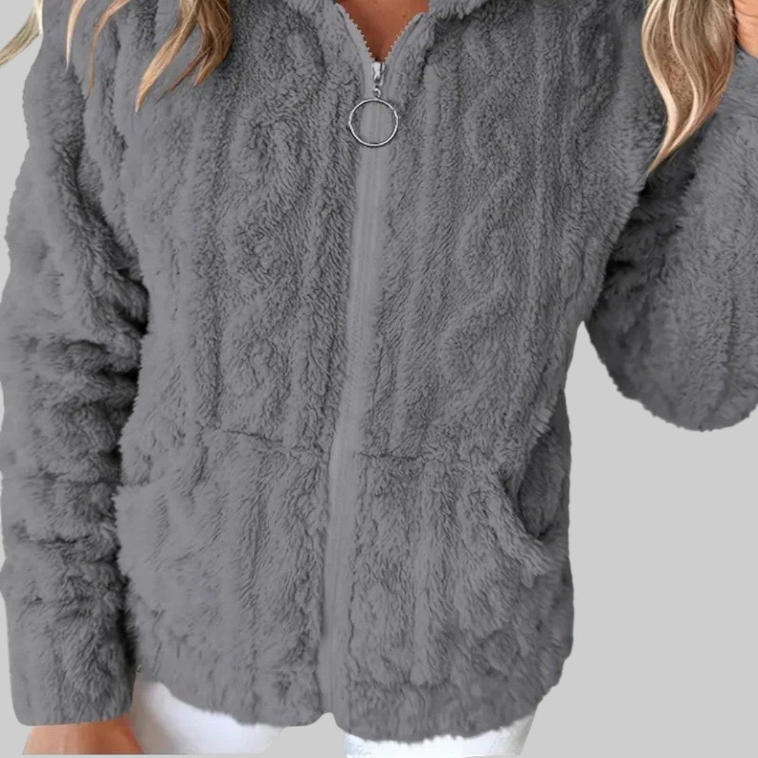 ANETA | KAPUZENPULLOVER MIT REISSVERSCHLUSS UND LANGEN ÄRMELN