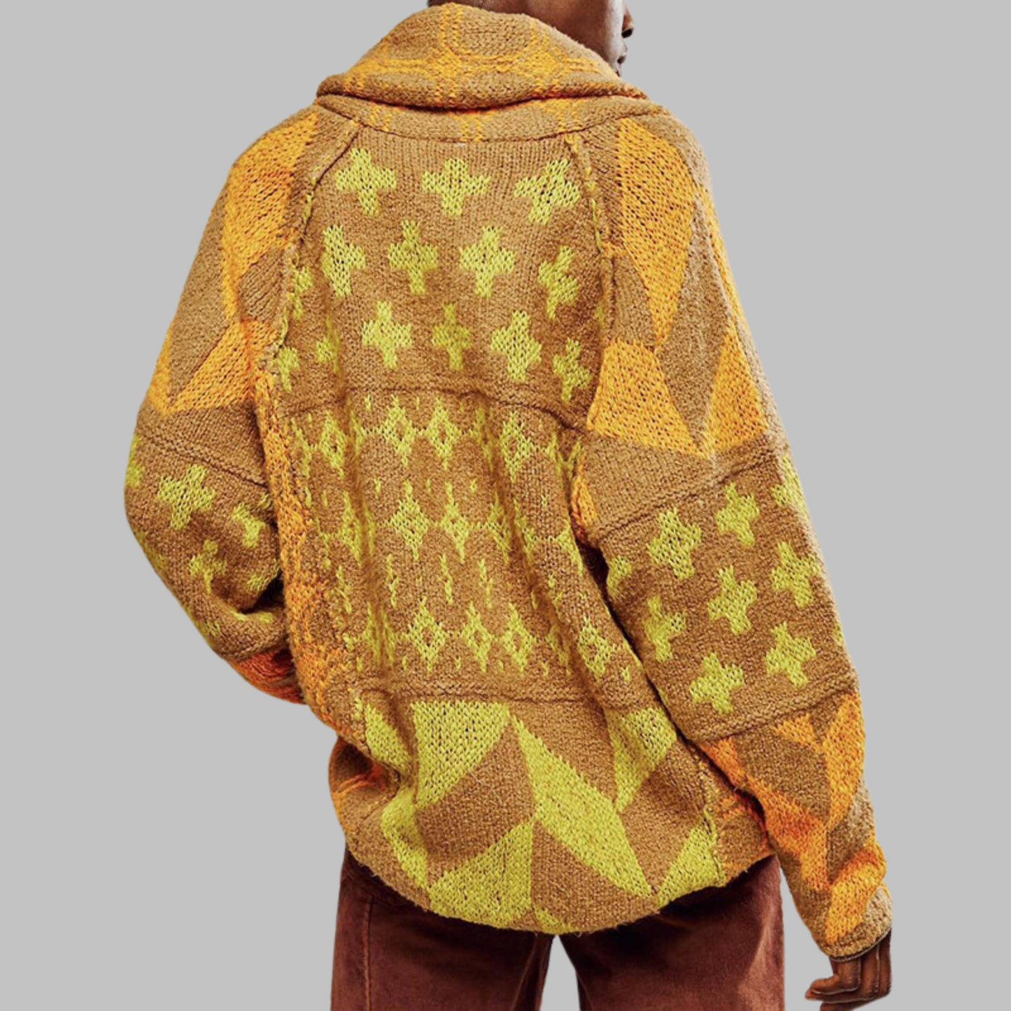 ESTERA | VINTAGE OVERSIZE CARDIGAN MIT KNÖPFEN, LANGEN ÄRMELN UND HEMDKRAGEN