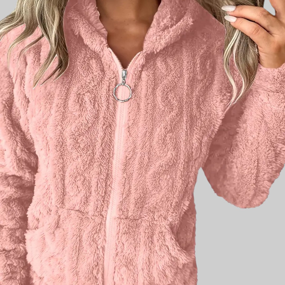 ANETA | KAPUZENPULLOVER MIT REISSVERSCHLUSS UND LANGEN ÄRMELN