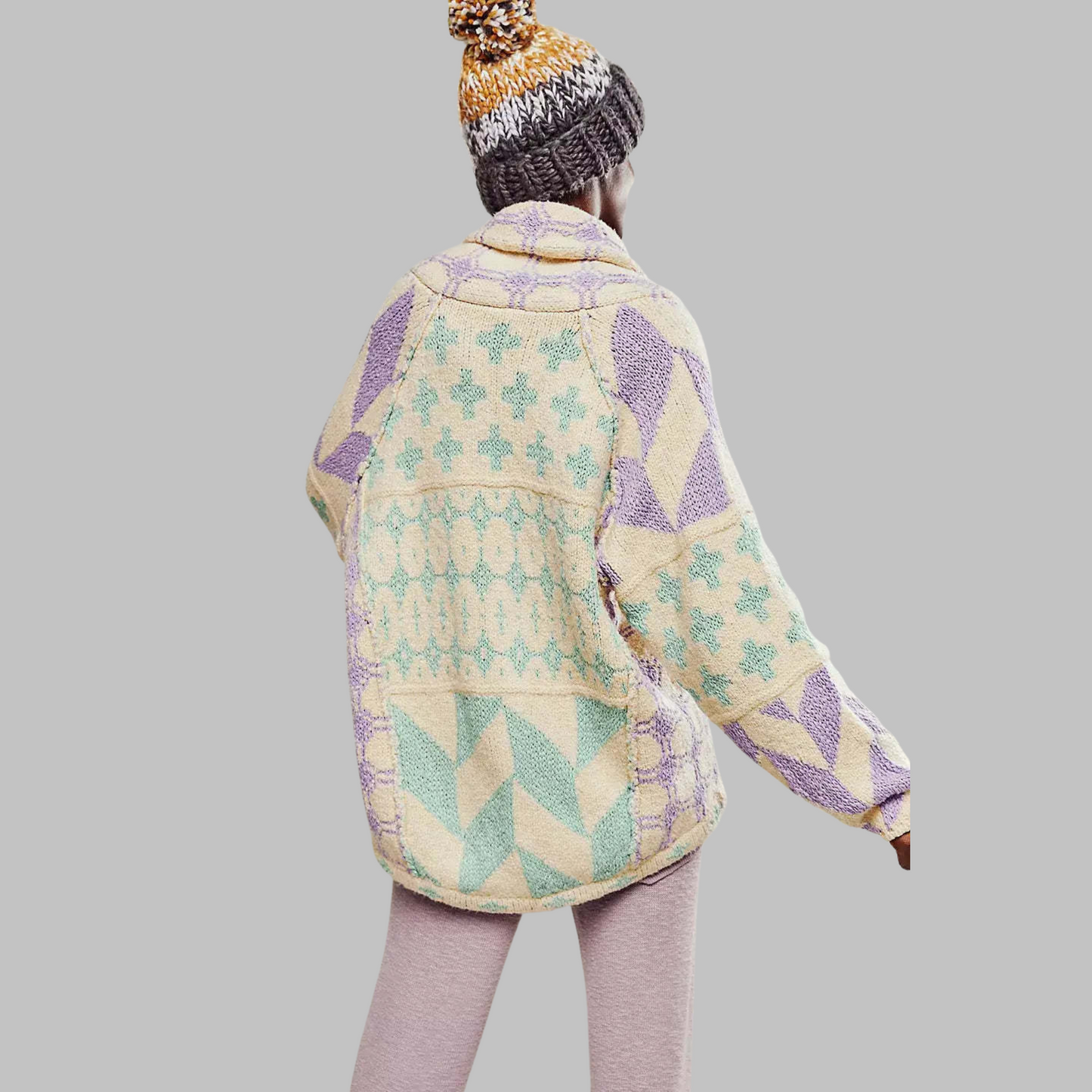 ESTERA | VINTAGE OVERSIZE CARDIGAN MIT KNÖPFEN, LANGEN ÄRMELN UND HEMDKRAGEN
