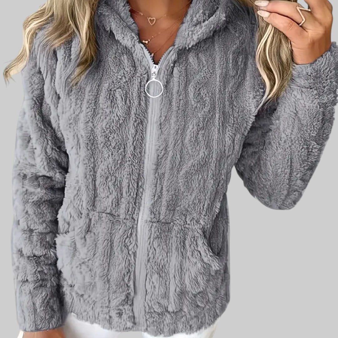 ANETA | KAPUZENPULLOVER MIT REISSVERSCHLUSS UND LANGEN ÄRMELN