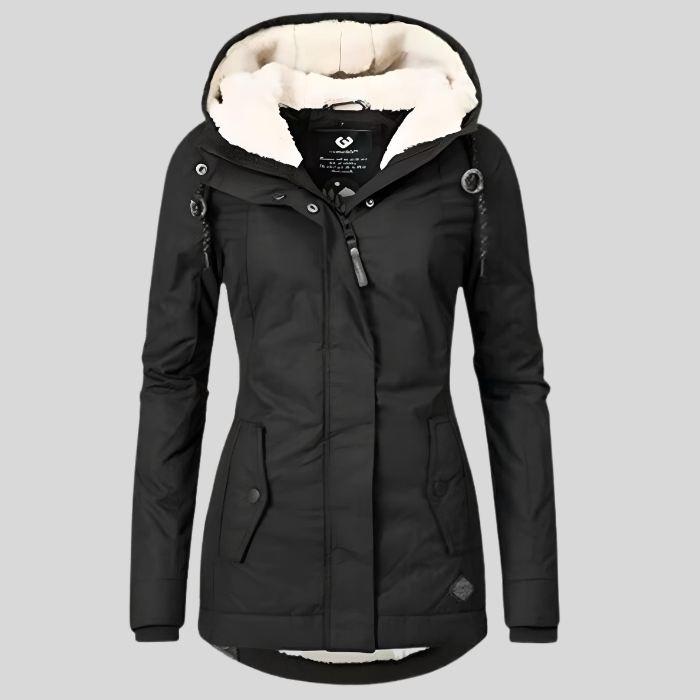 Eleanor | Wasserfeste Lange Jacke mit Kapuze und Futter