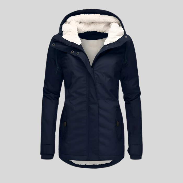 Eleanor | Wasserfeste Lange Jacke mit Kapuze und Futter