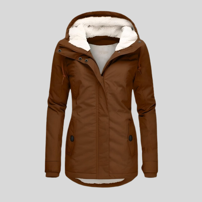 Eleanor | Wasserfeste Lange Jacke mit Kapuze und Futter