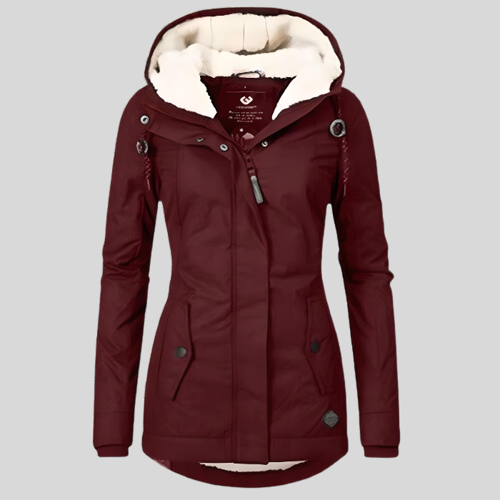 Eleanor | Wasserfeste Lange Jacke mit Kapuze und Futter