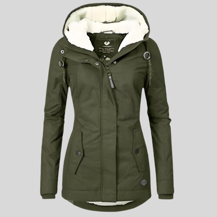 Eleanor | Wasserfeste Lange Jacke mit Kapuze und Futter