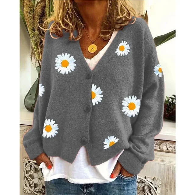 Alaina | Charmanter Gänseblümchen-Cardigan