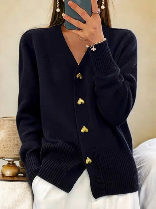 Allison | Herzförmiger Knopf-Cardigan
