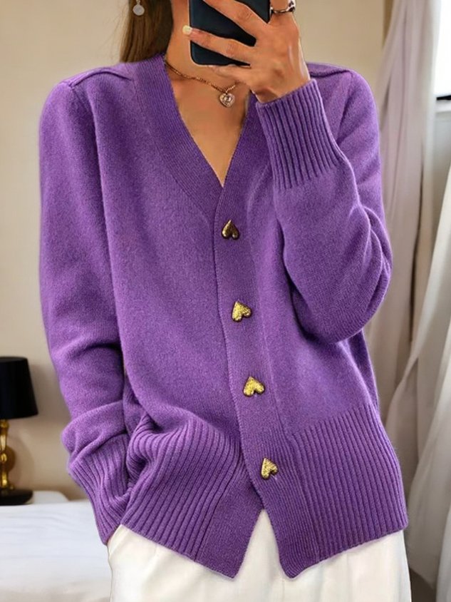 Allison | Herzförmiger Knopf-Cardigan
