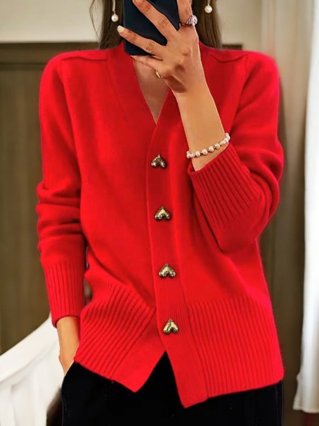 Allison | Herzförmiger Knopf-Cardigan