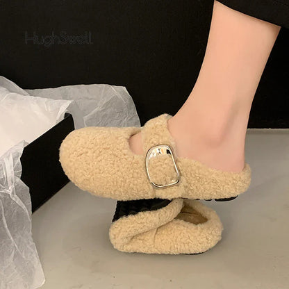 Warme Lammwoll Mary Jane Ballerinas