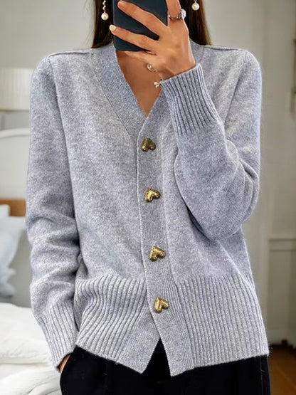 Allison | Herzförmiger Knopf-Cardigan