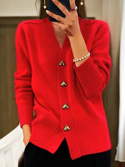 Allison | Herzförmiger Knopf-Cardigan